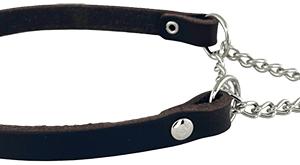 Hundhalsband halvstryp läder