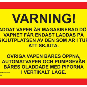 Varningsskylt på kanalplast